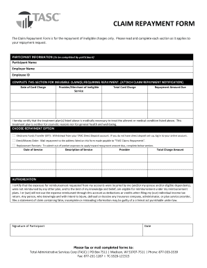 Claim Repayment Form