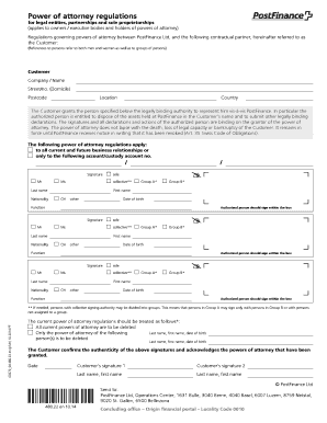 PostFinance Power of Attorney