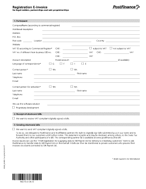 Swiss E-Invoice Registration Form