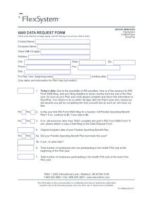 IRS Form 5500 Data Request Form