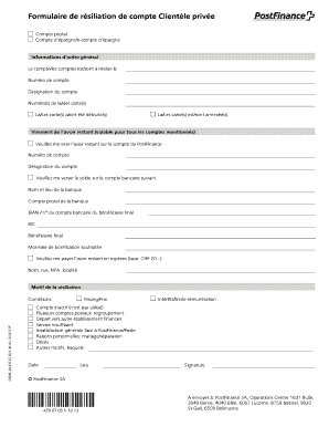Formulaire de résiliation de compte Clientèle privée