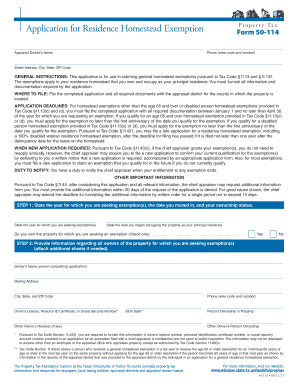 Texas Residence Homestead Exemption Application