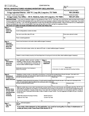 Texas Retail Manufactured Housing Inventory Declaration