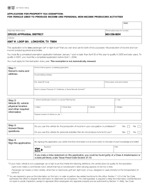 Texas Property Tax Exemption Application