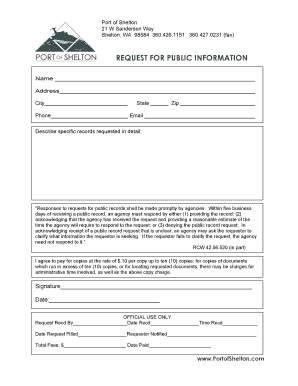 Washington Public Records Request Form