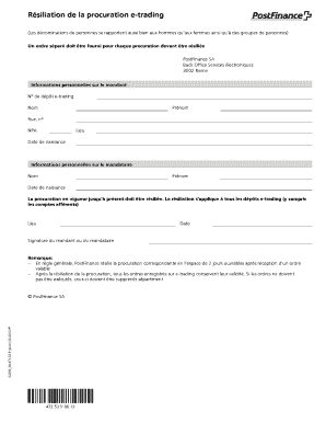 Résiliation de la procuration e-trading