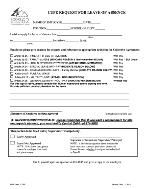 CUPE Leave of Absence Request Form