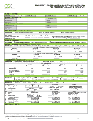 Pharmacist Health Coaching Cardiovascular Program Form