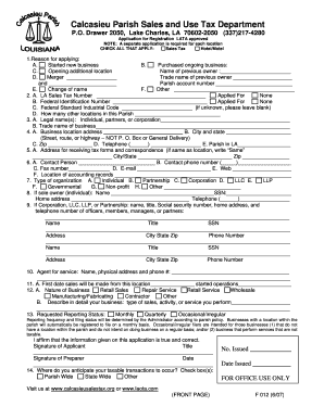 Louisiana Sales and Use Tax Registration Application