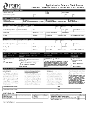 Estate or Trust Account Application