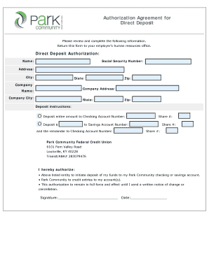 Direct Deposit Authorization Agreement