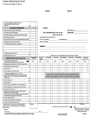 Calcasieu Parish Sales/Use Tax Return