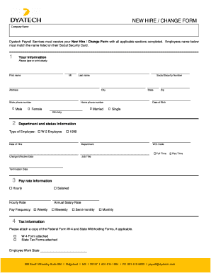 New Hire Change Form