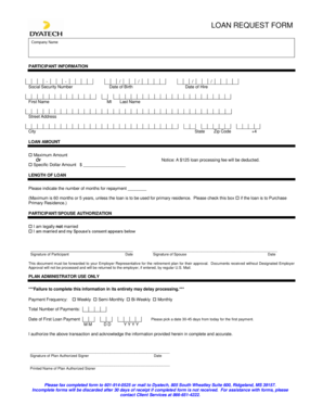 Loan Request Form