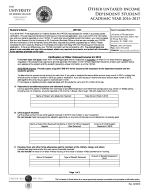 Verification of Other Untaxed Income Form