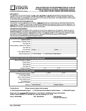 California Net Energy Metering Interconnection Application