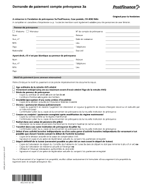 Demande de paiement compte prévoyance 3a