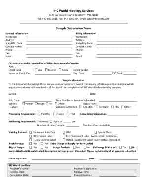 IHC World Sample Submission Form