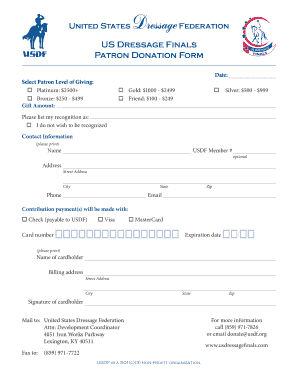 USDF Patron Donation Form