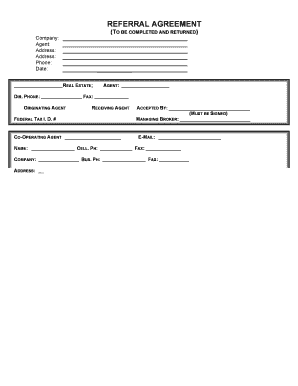 Real Estate Referral Agreement