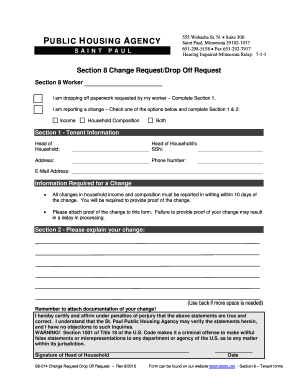 Section 8 Change Request Form