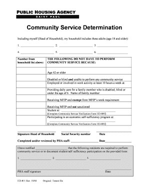 Community Service Determination Form