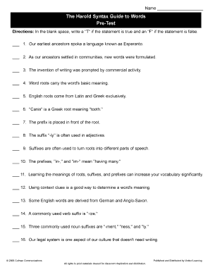 The Harold Syntax Guide to Words