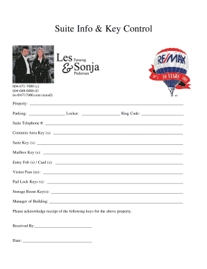 Suite Information and Key Control Form