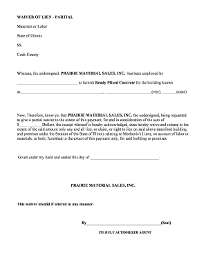 Partial Waiver of Lien
