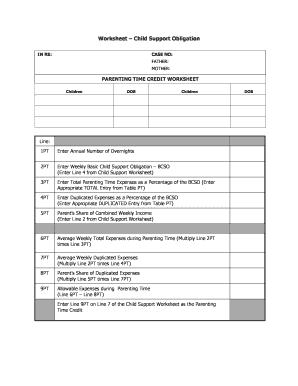 Child Support Obligation Worksheet