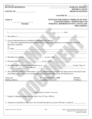 Minnesota Petition for Formal Probate of Will