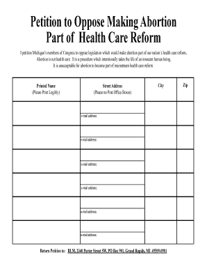 Petition to Oppose Abortion in Healthcare