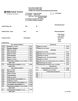 Medical Imaging Procedure Request Form