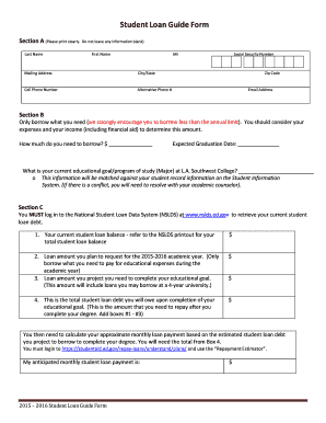 2015-2016 Student Loan Guide Form