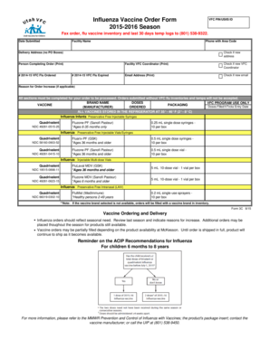 Influenza Vaccine Order Form VFC