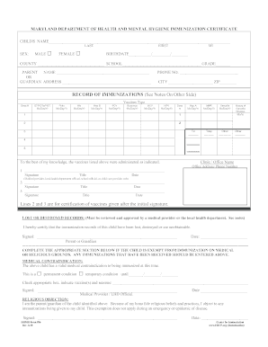 Maryland Immunization Certificate