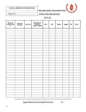 Transfusion Transmitted Infection Register