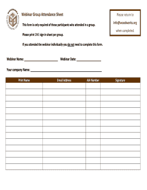 Webinar Group Attendance Sheet