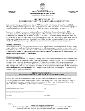 Michigan PEO FUTA Certification Form