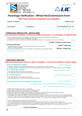 Parentage Verification - Whole Herd Submission Form