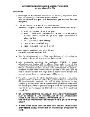 BHEL Online Application Form