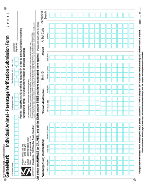GeneMark Parentage Verification Submission Form