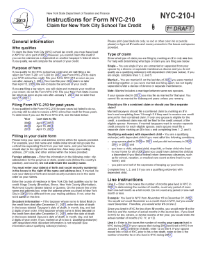 New York City School Tax Credit Form NYC-210