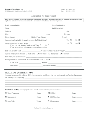 Baxter & Woodman Employment Application