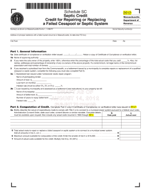 Massachusetts Septic Credit Form