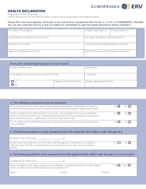 Health Declaration for Children