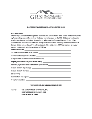 Electronic Funds Transfer Authorization Form
