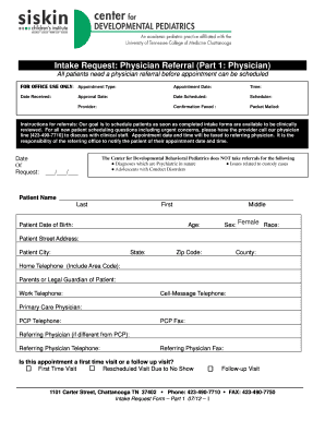 Physician Referral Intake Request Form