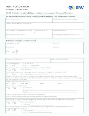 Health Declaration for Personal Insurance