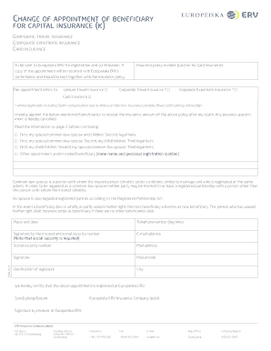 Change of Beneficiary Appointment for Insurance